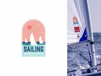 Sailing - Summer Olympics badge badge branding design diseño diseño grafico graphic design illustration ilustración logo mockup olympics sailboat sailing sport velero watersport