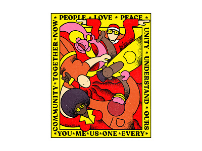 Community adobeillustrator community digital digital illustration everyone illustration illustrator inclusion inclusive inclusivity love peace people red texture togetherness true grit texture supply unity yellow yellows