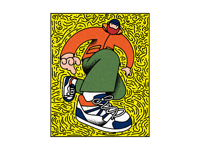 New Sneakies adobe illustrator adobe photoshop cool design digital illustration fashion illustrator keith haring person sneaker sneaker illustration sneakerhead sneakers streetwear texture thick line thick lines trainers yellows