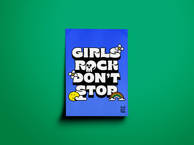 Girls Rock Don't Stop adobeillustrator bright color girls illustration skateboard vector women