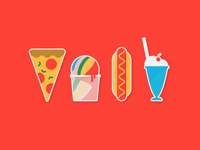George's // Icons float hot dog ice cream icons illustrations pizza summer water ice