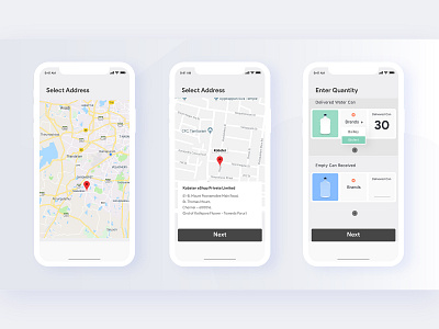 Location & Quantity Section - Water Delivery App branding corporates delivery mobileappdesign strategy ui ux