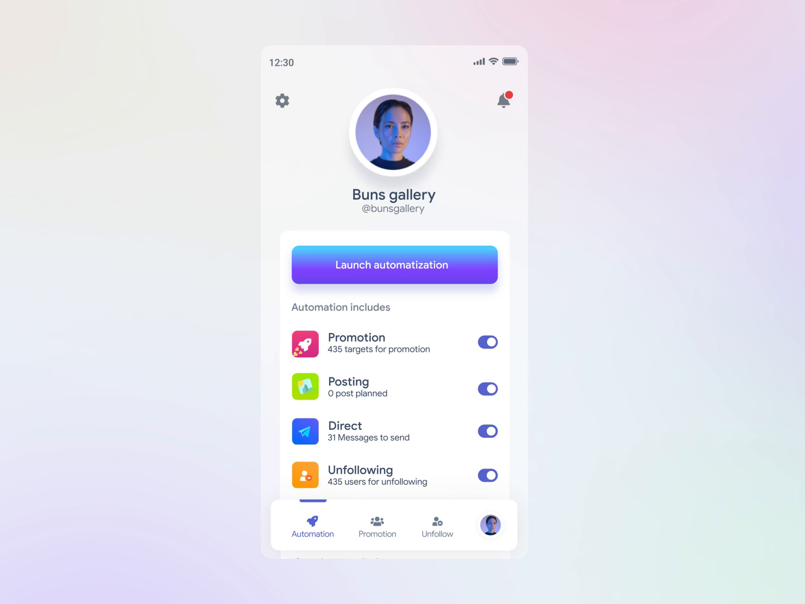 Application for automating smm service with microinteraction by Sergey ...