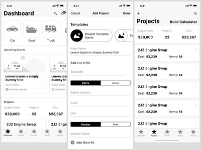 Mobile Dashboard with Project admin panel app dashboard design illustration mobileappdesign projects ui ux wireframe