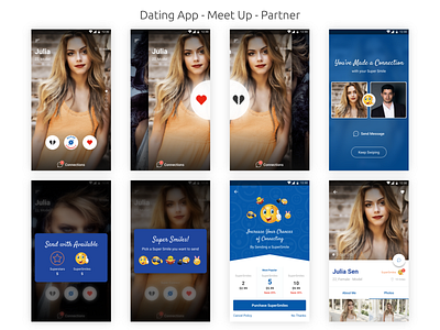 Dating App Meet Up Partner dating app design female interaction design male match meet mobile app mobile app design mobile app experience profile ui user experience design user profile ux