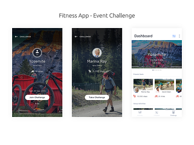 Fitness App - Event Challenge adobe xd app challenge concept dashboard design event app event challenge fitbit fitness app interaction design ios mobile app mobile app design sketch 3 ui usability user experience design userinterfacedesign ux