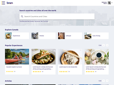 Explore Cities adobe xd app articles cities cost of living design food interaction design landing page landing design landing page lifestyle listing page restaurant ui user experience design user interface design ux web application