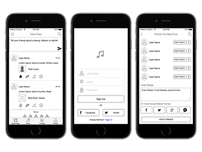 Music App - Wireframe