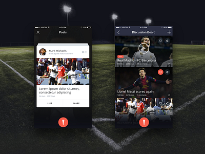 Football Soccer Mobile App - Posts Listing design football ios mobile app soccer
