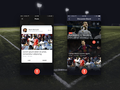 Football Soccer Mobile App - Posts Listing