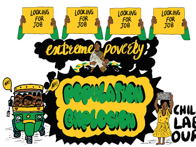 Poverty, Population Explosion graphic design illustration