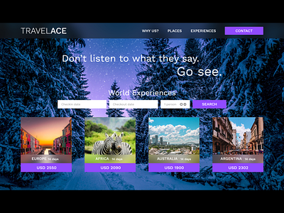 Travel Landing Page Daily UI daily 100 challenge daily ui design landing travel ui