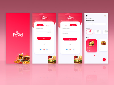 Food Application Design & Prototyping with Adobe XD adobe xd adobexd design application fast food application food application prototype ui design