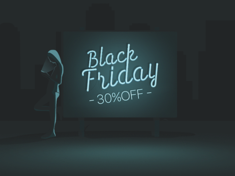 Proto.io Black Friday 2019 30 off aftereffects animated gif animation cityscape illustration marketing motion design motion graphics neon sign neonsign offer promotion proto.io