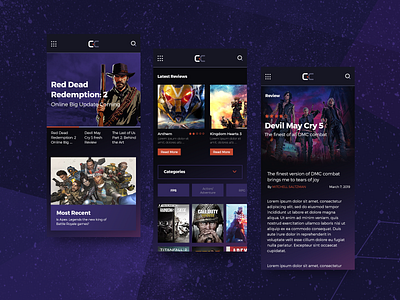 Game Central News And Reviews concept app dailyui designchallenge game central gameui gaming news app mobile app purple design sidekick digial uidesign weeklyui