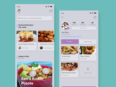 Daily UI Recipe App cooking app dailyui recipe app sidekick digital social media uiux weekly challenge weeklyui