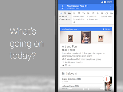 Calendar Android App agenda android l app birthdays blue calendar cards events fab