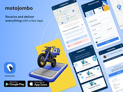 Motojombo App | Corporate delivery courier 3d art 3d modeling app product design ui user experience user interface ux
