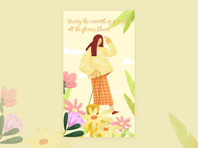 During the warmth of spring all the flowers bloom illustration