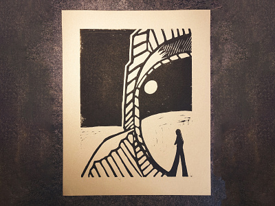 No friends in space - Linoprint