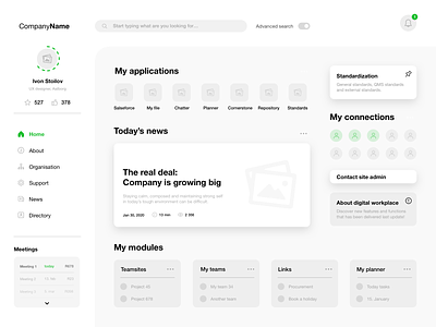 Intranet - wireframe design