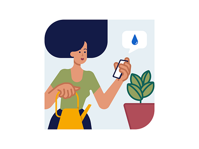 Illustration for plants watering app flat illustration minimalistic people vector