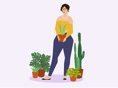 Plant lady illustration flat flatdesign girl illustration illustration art plant plant illustration plant lady plants vector woman