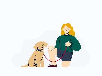 Woman and dog flat illustration