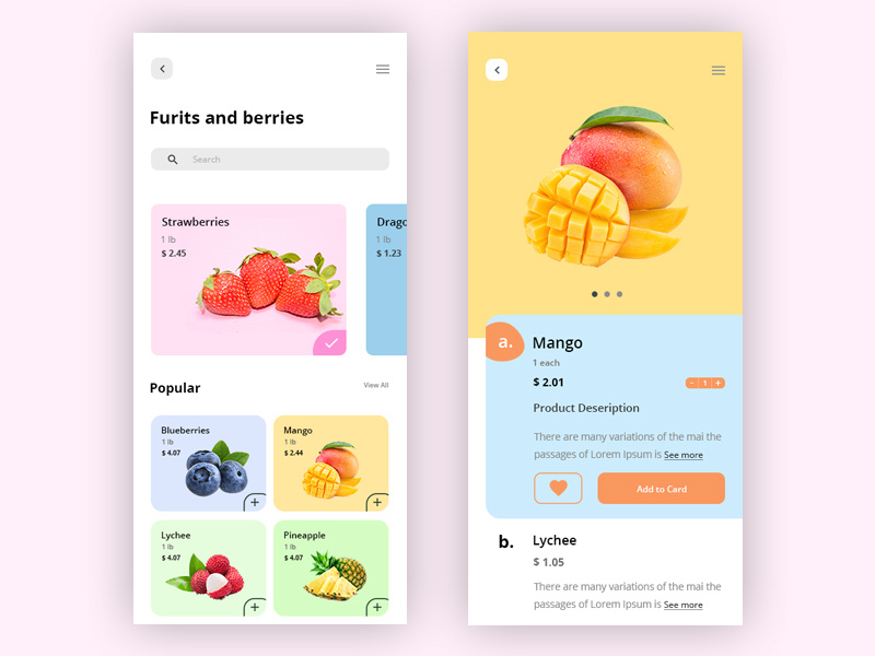 Food shop - Mobile App by Ashraful Haque on Dribbble