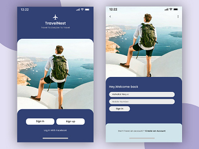Travel app sign in explanation appui concept dailyui design exercise login minimal minimal ui mobile app mobile app design redesign sing in sing up ui ux