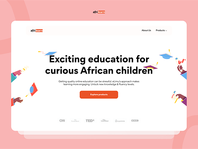 AfriLearn africa child children edu web education hero section illustations learning minimal web website