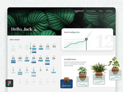 🌱 The green dashboard ● Freebie file calendar dashboard design free freebie plants ui