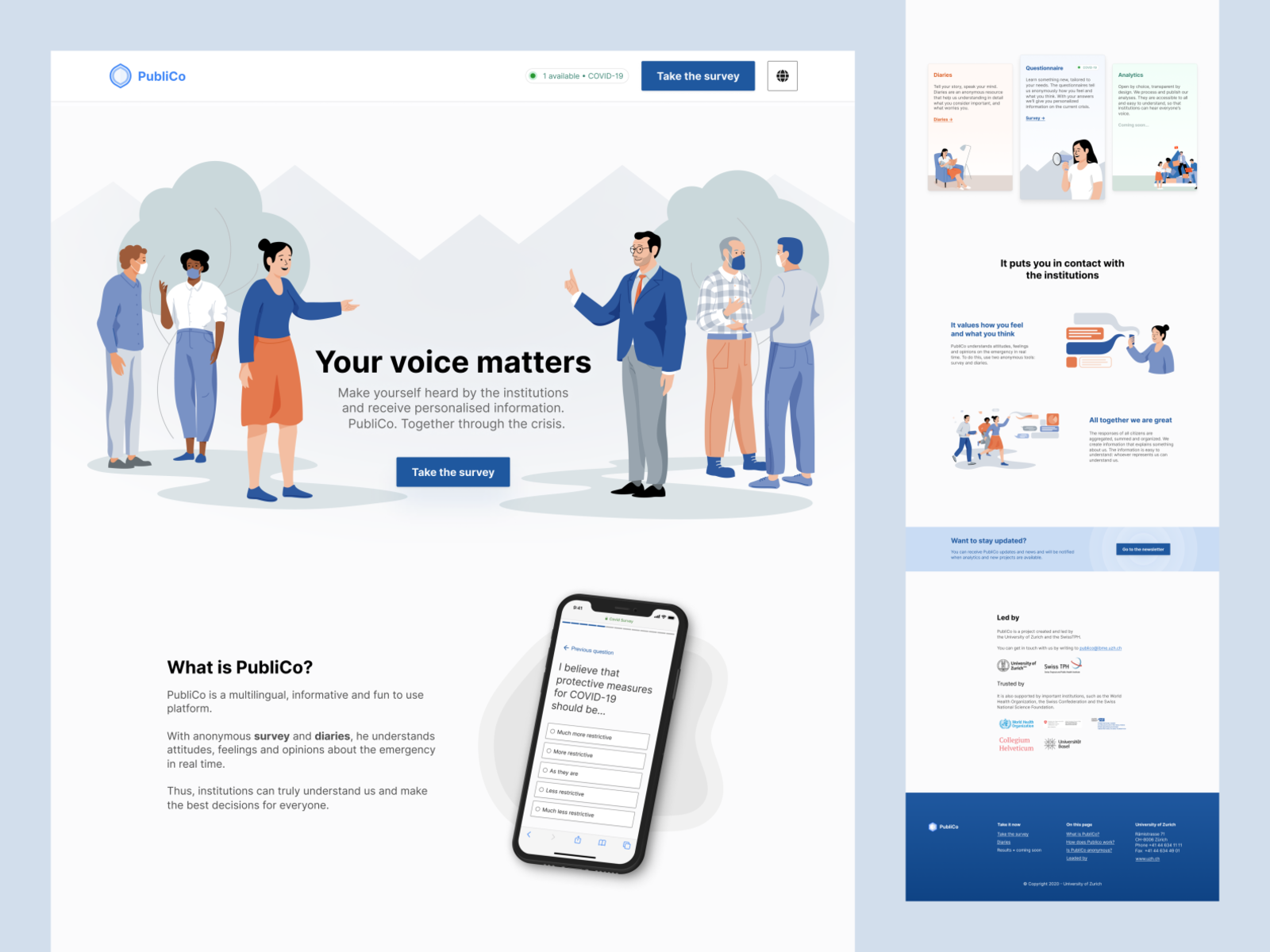 PubliCo Homepage covid design illustration ui