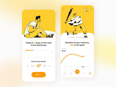 Fitness App app design fitness illustration mobile mobile app motivation ui ux