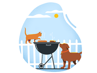 Teamwork burgers cat design drawing dribbble environment flat graphic graphicdesign grill holiday illustration illustration art labor day nature vector