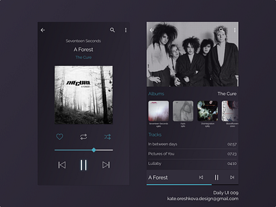 Music Player / Daily UI #009 app concept daily 100 challenge daily ui dark dark theme music player music player app music player ui ui