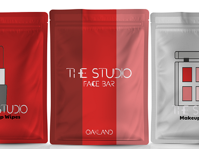 The Studio Face Bar Pouches branding bright colors graphic design package design package mockup packaging red