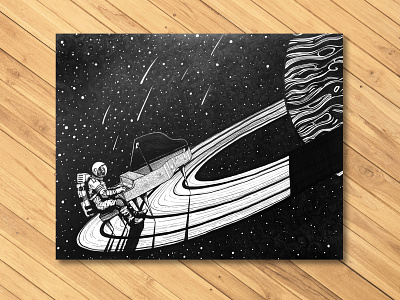 Astro Pianist pen & ink drawing astronaut illustration jazz music pen pen and ink piano scifi sketch sketchbook space spaceman