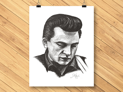 Johnny Cash digital "pencil" sketch