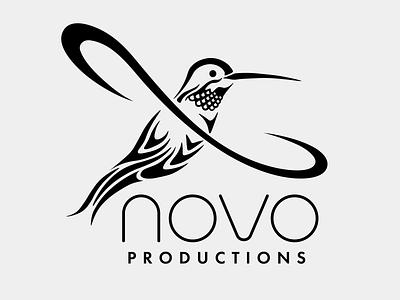 Hummingbird logo for Novo Productions humming bird hummingbird illustration logo motion retro tattoo typography wings