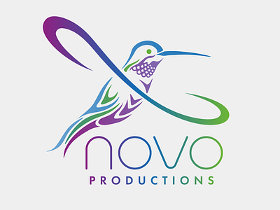 Full-color hummingbird logo for Novo Productions