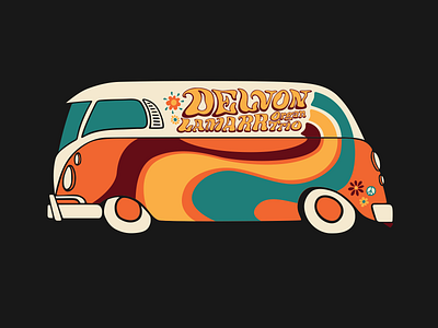 Hippy bus illustration for band tour promotion