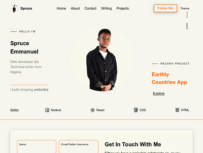 Personal website hero design landing page minimal portfolio