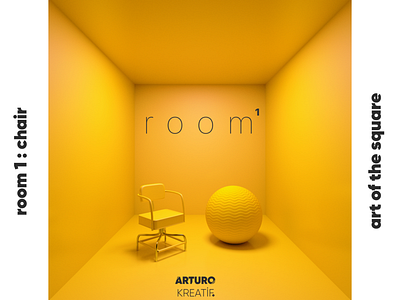 room 1 : chair // art of the square 3d animation artdirection artdirector branding chair cinema 4d design illustraiton illustration photoshop sequence square squares vector vray yellow