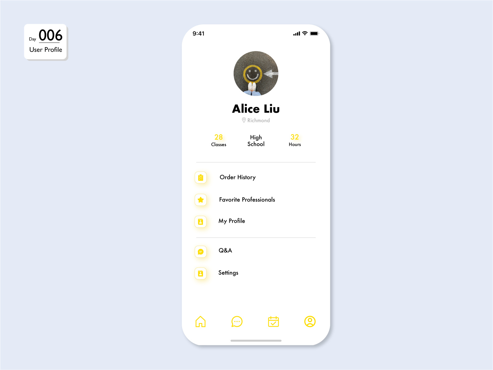 Daily UI 006 - User Profile Mobile Design by Lu Liu on Dribbble