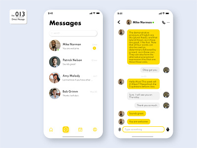 Daily UI 013 - Direct Message Mobile Design app chat chatbox dailyui design message mobile tutor ui web