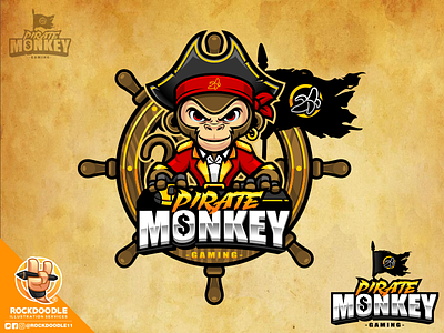 Pirate Monkey Gaming cartoon character cod esports fortnite illustration logo mascot monkey pirate pubg rockdoodle streamer twitch vector