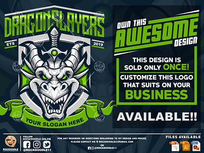 Dragonslayer cartoon character design dragon illustration logo mascot mascotdesign ownthisdesign rockdoodle vector