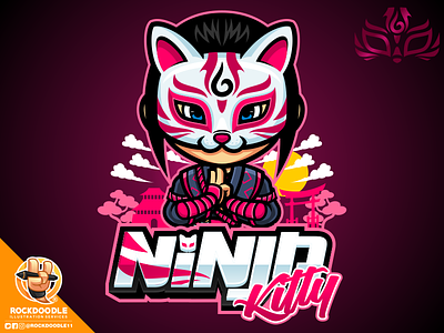 Ninja Kitty cartoon cartoonlogo character fortnite gaming logo mascot ninja pubg rockdoodle twitch vector