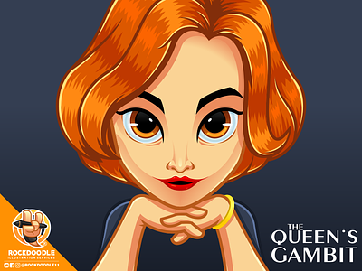 Queens Gambit avatar cartoon character chess gambit illustration mascot mascotdesign netflix queen rockdoodle vector